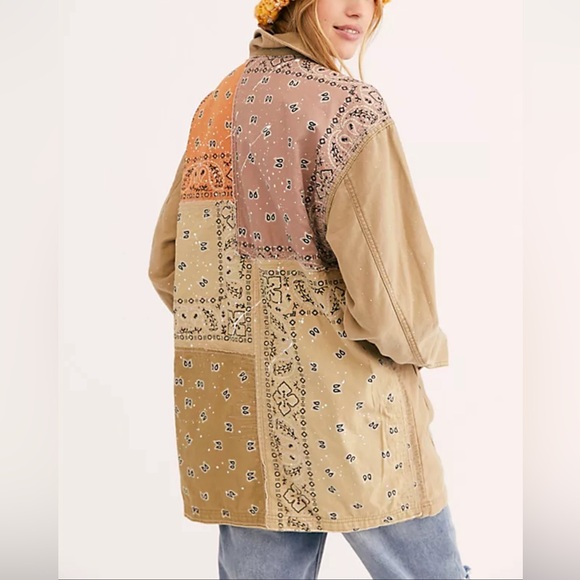 Free People Jackets & Blazers - Free People “Swept Up” Shirt Jacket Bandana Patchwork